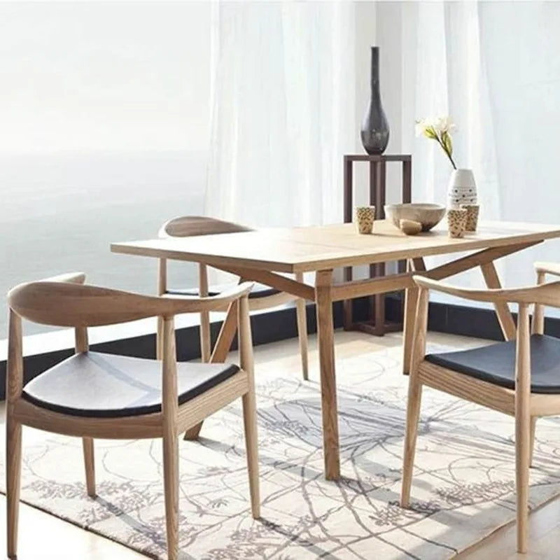 Fauteuil Mid-Century Modern en chêne massif avec cuir PU