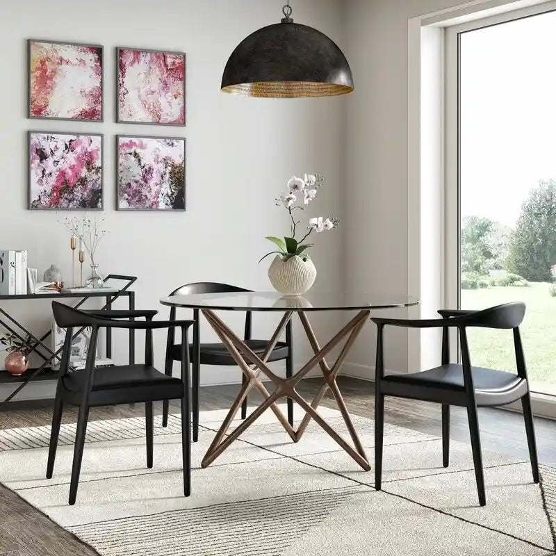 Fauteuil Mid-Century Modern en chêne massif avec cuir PU