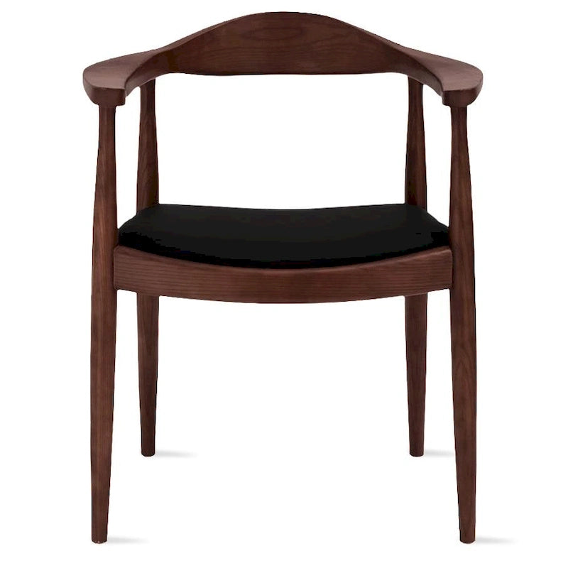Fauteuil Mid-Century Modern en chêne massif avec cuir PU