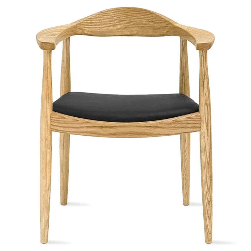 Fauteuil Mid-Century Modern en chêne massif avec cuir PU