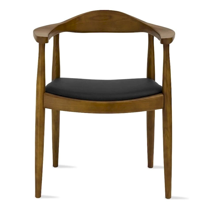 Fauteuil Mid-Century Modern en chêne massif avec cuir PU