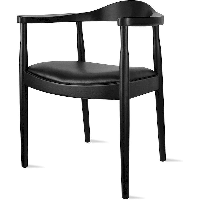 Fauteuil Mid-Century Modern en chêne massif avec cuir PU