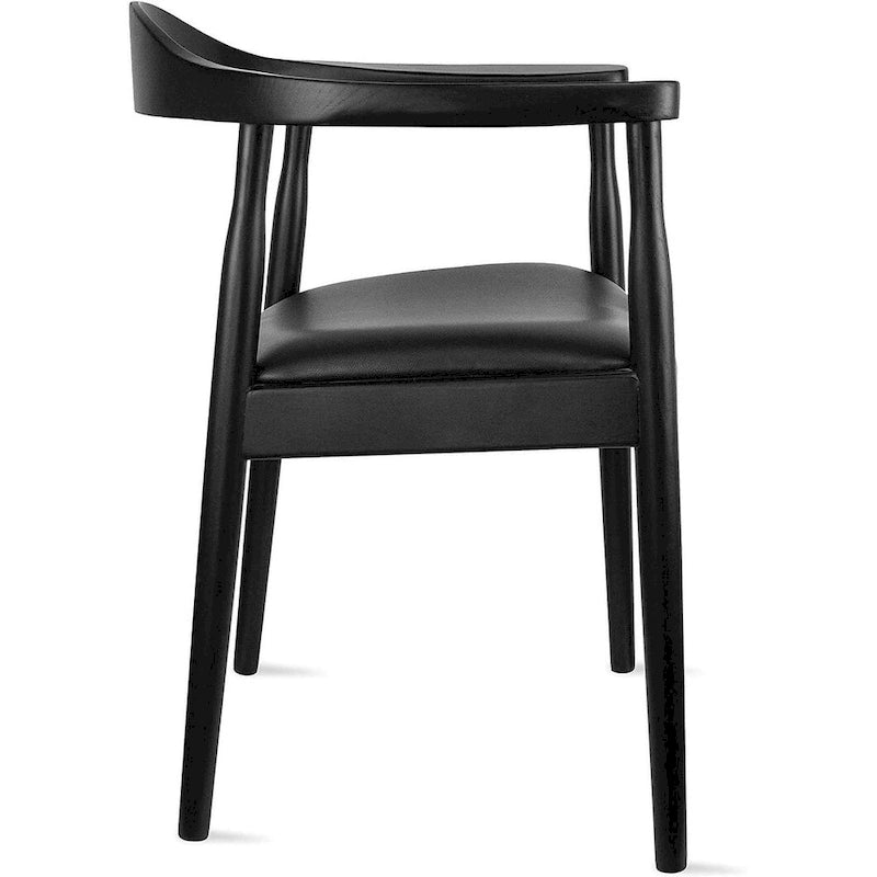 Fauteuil Mid-Century Modern en chêne massif avec cuir PU