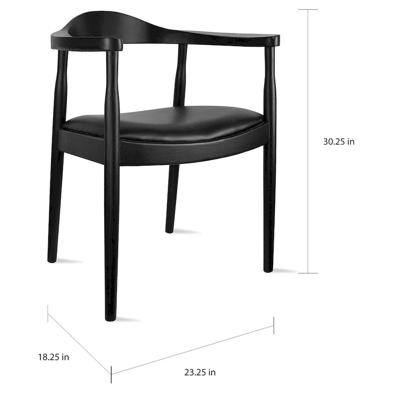 Fauteuil Mid-Century Modern en chêne massif avec cuir PU