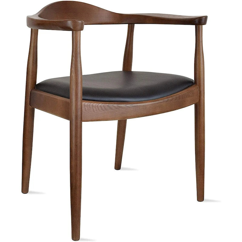 Fauteuil Mid-Century Modern en chêne massif avec cuir PU