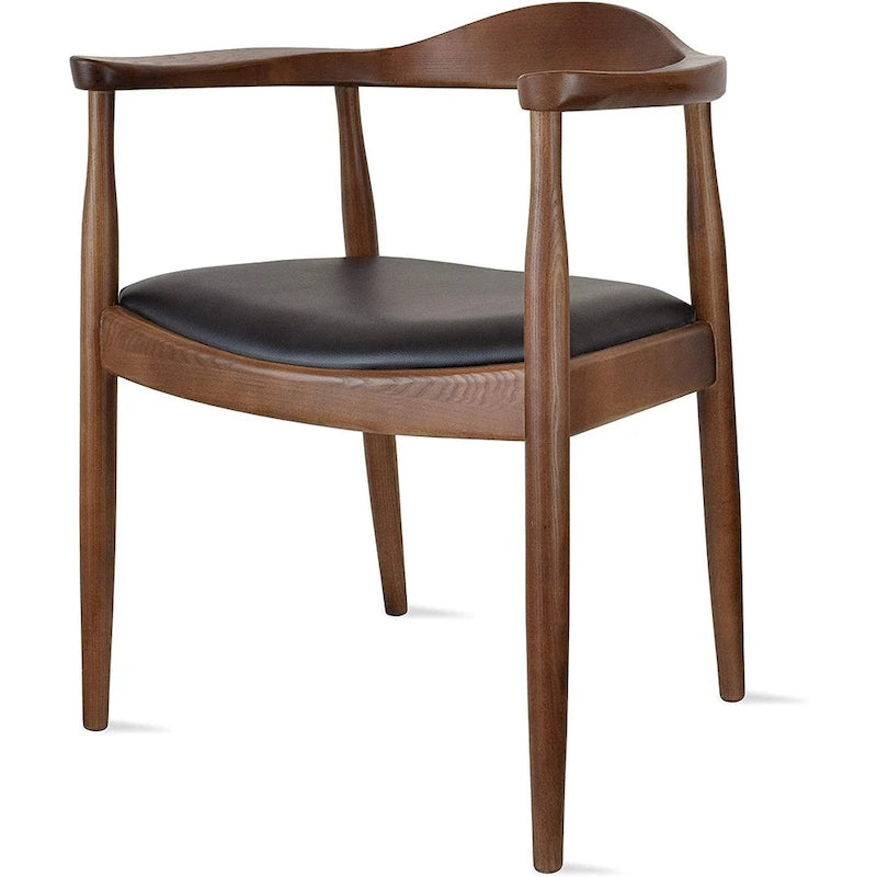 Fauteuil Mid-Century Modern en chêne massif avec cuir PU