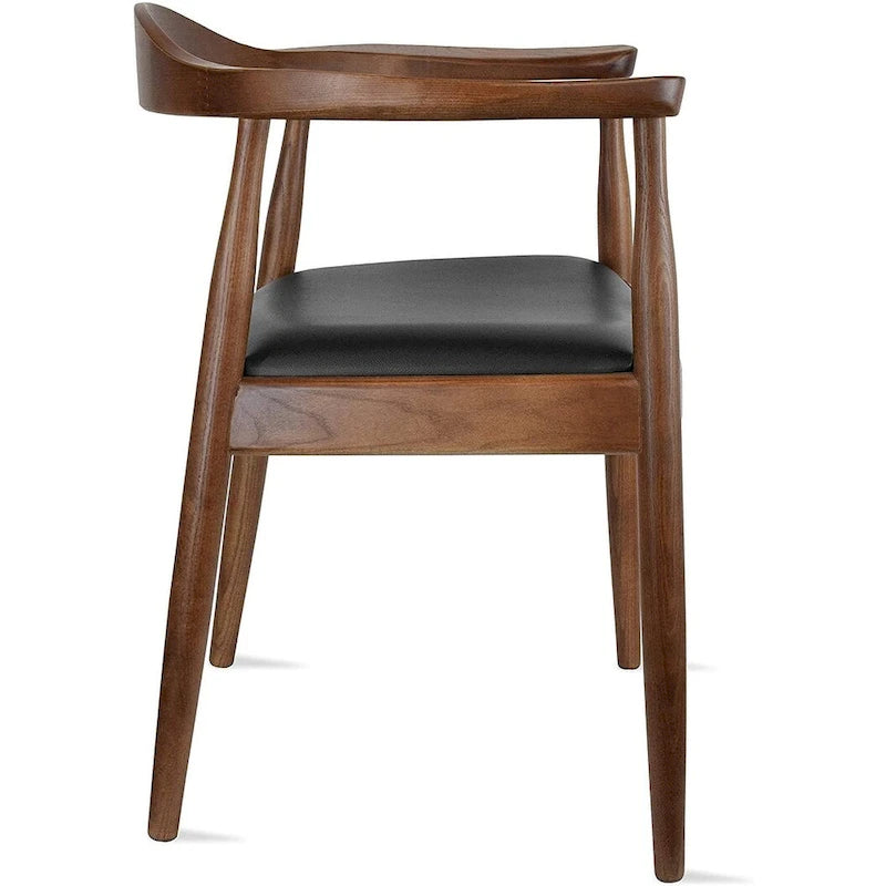 Fauteuil Mid-Century Modern en chêne massif avec cuir PU