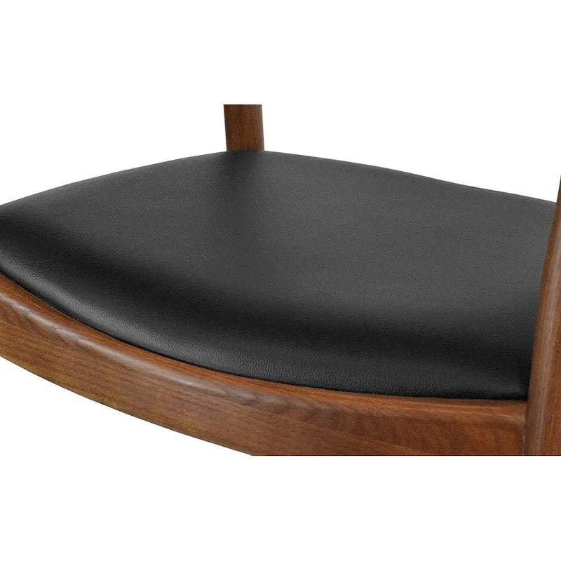 Fauteuil Mid-Century Modern en chêne massif avec cuir PU