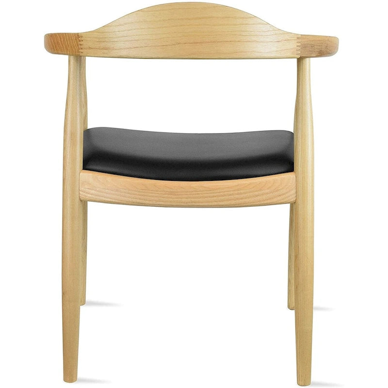 Fauteuil Mid-Century Modern en chêne massif avec cuir PU