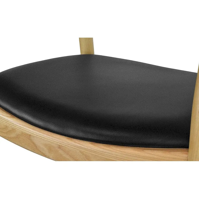 Fauteuil Mid-Century Modern en chêne massif avec cuir PU