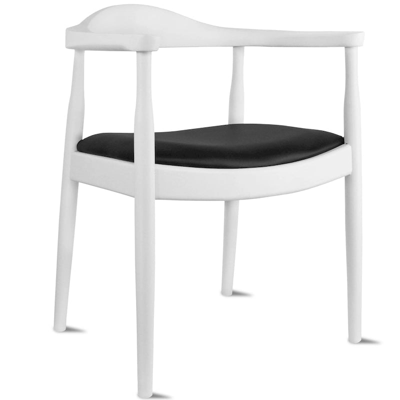 Fauteuil Mid-Century Modern en chêne massif avec cuir PU