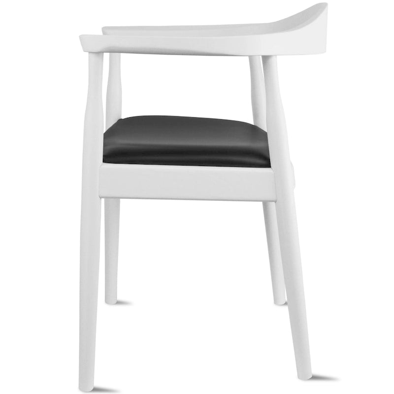 Fauteuil Mid-Century Modern en chêne massif avec cuir PU