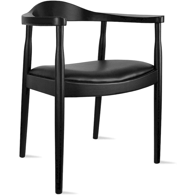 Fauteuil Mid-Century Modern en chêne massif avec cuir PU