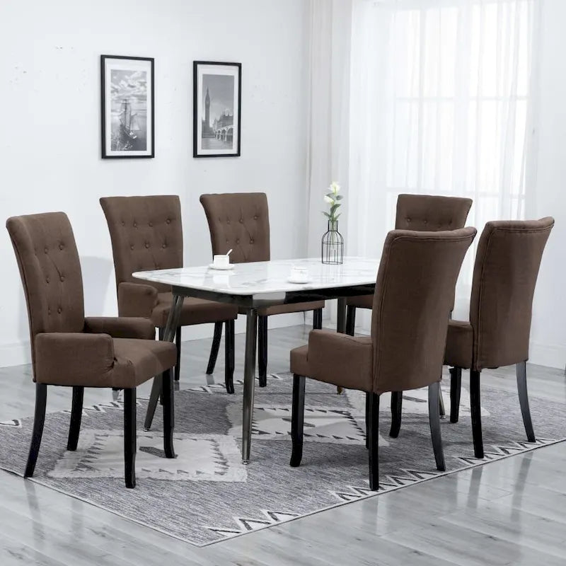 Chaises de salle à manger avec accoudoirs, tissu multicolore - 54,1 x 55,9 x 105,9 cm