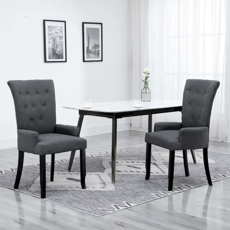 Chaises de salle à manger avec accoudoirs, tissu multicolore - 54,1 x 55,9 x 105,9 cm