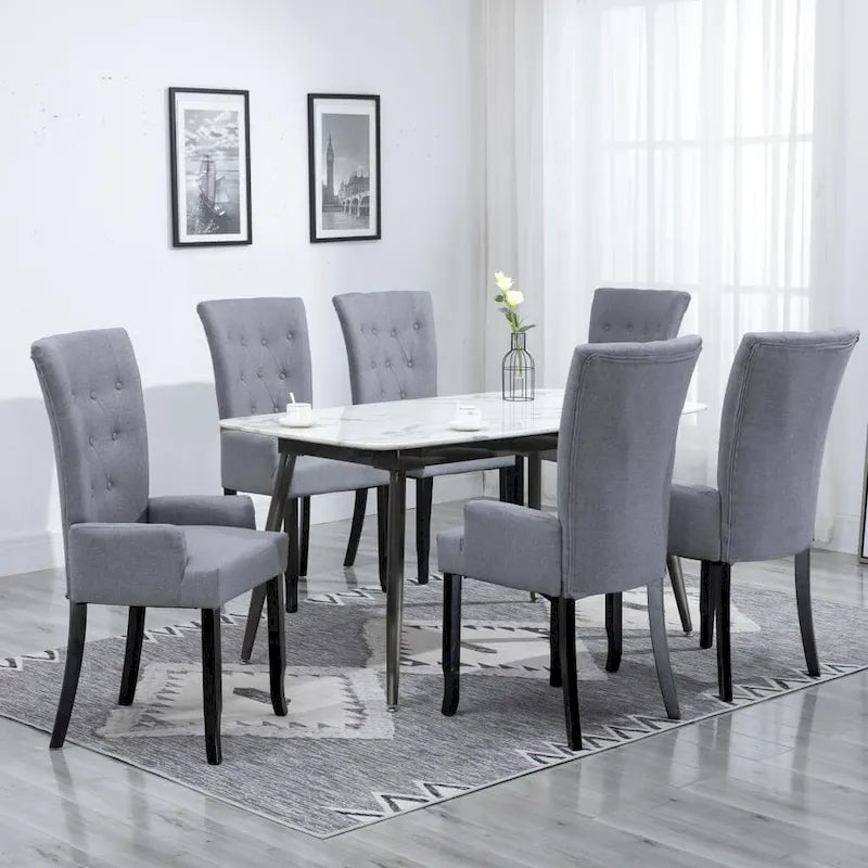 Chaises de salle à manger avec accoudoirs, tissu multicolore - 54,1 x 55,9 x 105,9 cm