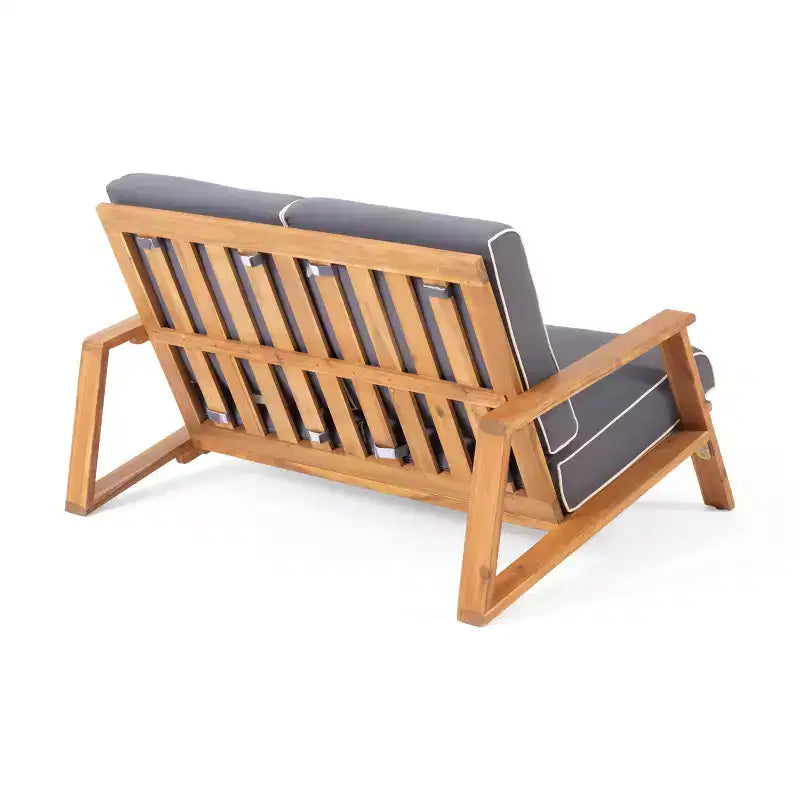 Christopher Knight Home Paloma Outdoor Acacia Wood Loveseat and Table Set with Cushions