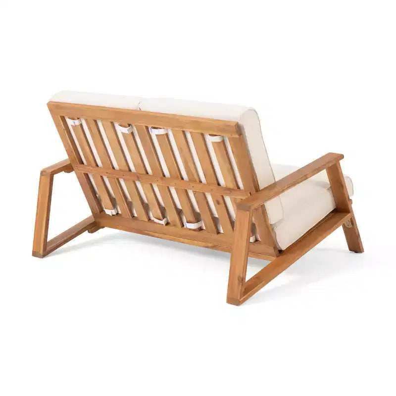 Christopher Knight Home Paloma Outdoor Acacia Wood Loveseat and Table Set with Cushions