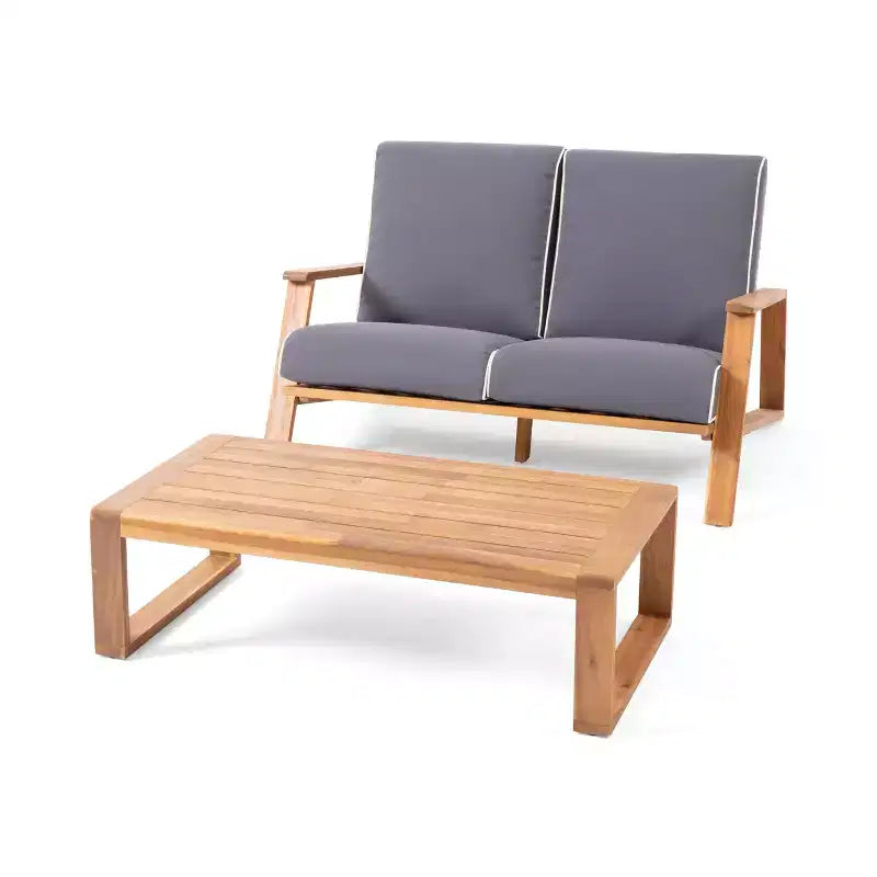 Christopher Knight Home Paloma Canapé deux places et table d'extérieur en bois d'acacia avec coussins