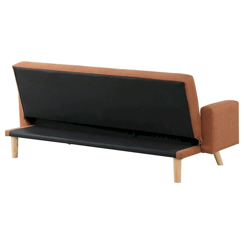 Canapé-lit futon de 78 pouces avec dossier capitonné et pieds inclinés, tissu orange