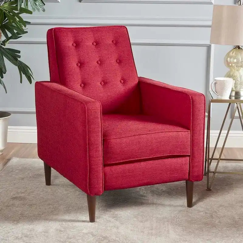 Fauteuil inclinable en tissu de style Mid-Century avec pieds en bouleau