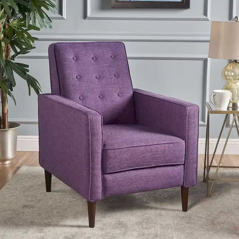 Fauteuil inclinable en tissu de style Mid-Century avec pieds en bouleau