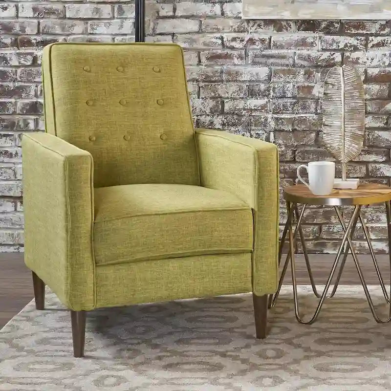 Fauteuil inclinable en tissu de style Mid-Century avec pieds en bouleau