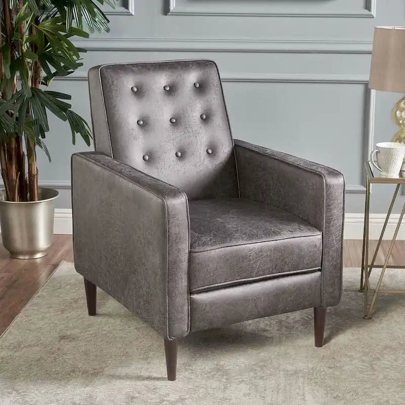 Fauteuil inclinable en tissu de style Mid-Century avec pieds en bouleau