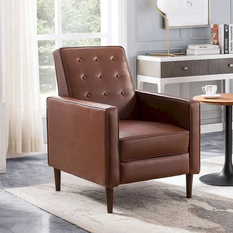 Fauteuil inclinable en tissu de style Mid-Century avec pieds en bouleau