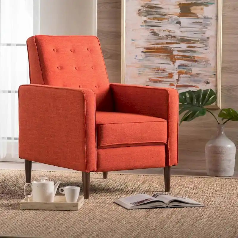 Mid-Century Modern Fabric Recliner Chair with Birch Legs by Christopher Knight Home