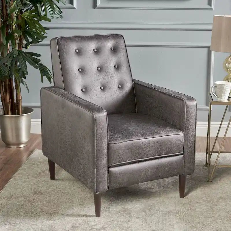 Fauteuil inclinable en tissu de style Mid-Century avec pieds en bouleau