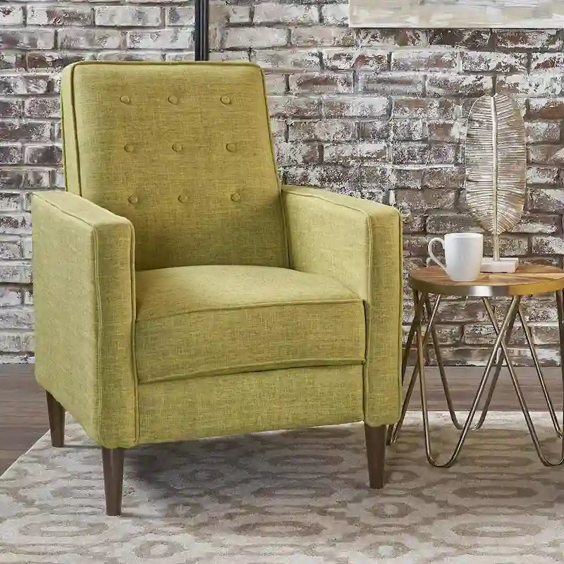 Fauteuil inclinable en tissu de style Mid-Century avec pieds en bouleau