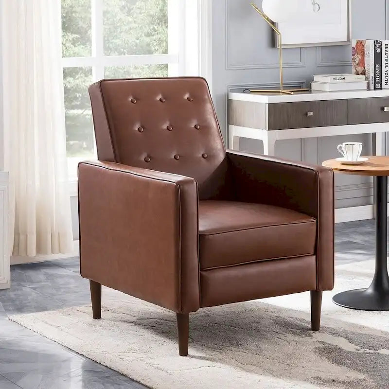 Fauteuil inclinable en tissu de style Mid-Century avec pieds en bouleau