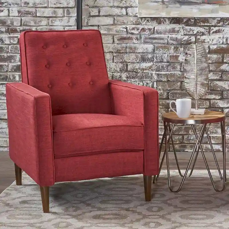 Fauteuil inclinable en tissu de style Mid-Century avec pieds en bouleau