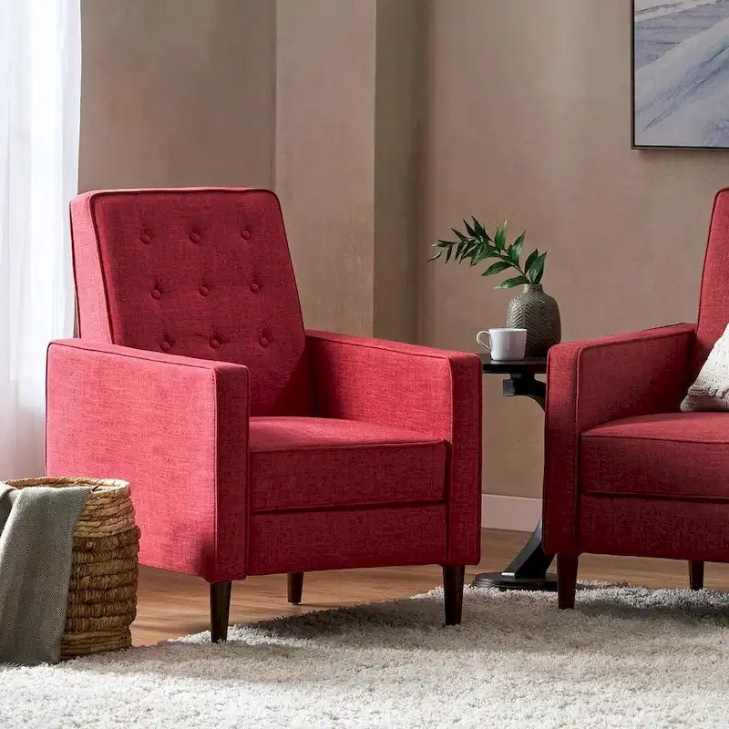 Fauteuil inclinable en tissu de style Mid-Century avec pieds en bouleau