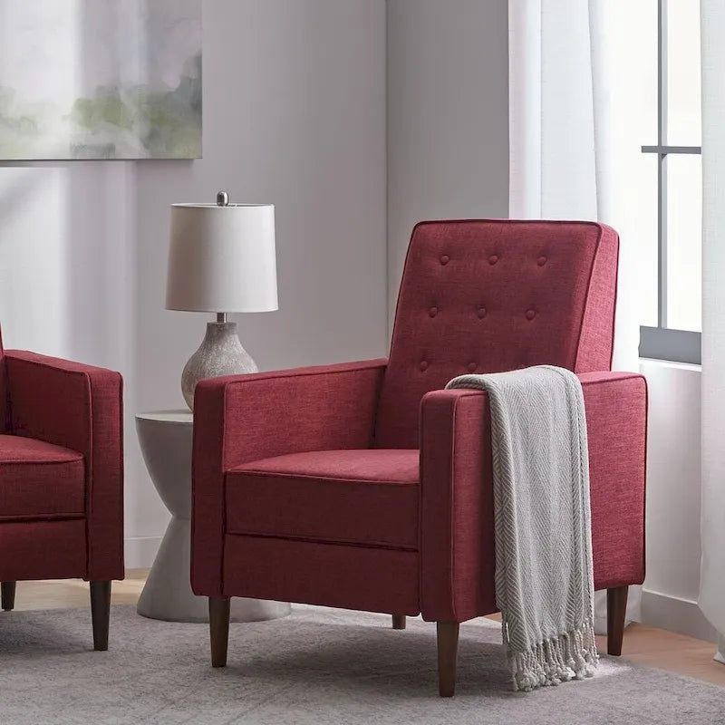 Fauteuil inclinable en tissu de style Mid-Century avec pieds en bouleau