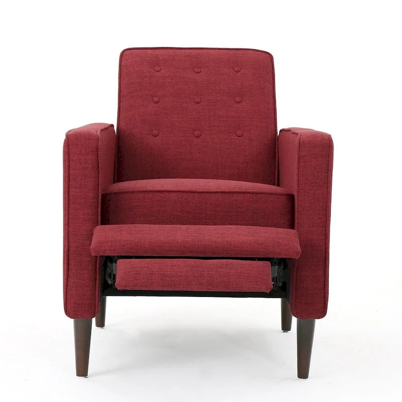 Fauteuil inclinable en tissu de style Mid-Century avec pieds en bouleau