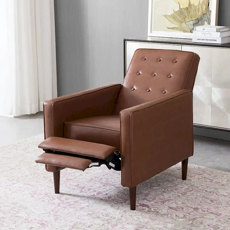 Fauteuil inclinable en tissu de style Mid-Century avec pieds en bouleau