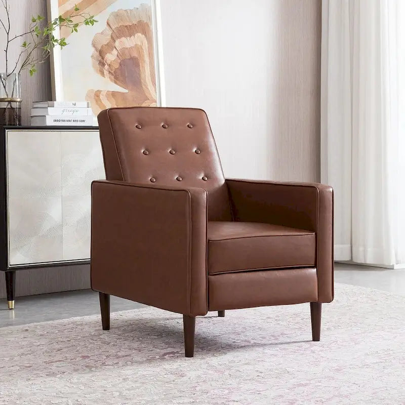 Fauteuil inclinable en tissu de style Mid-Century avec pieds en bouleau