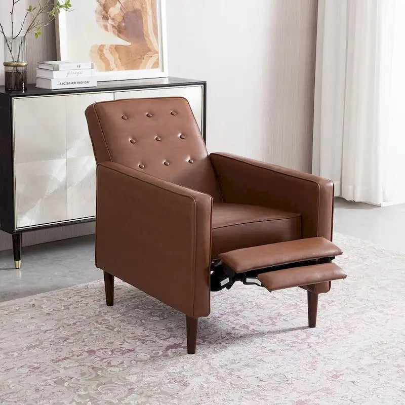 Fauteuil inclinable en tissu de style Mid-Century avec pieds en bouleau