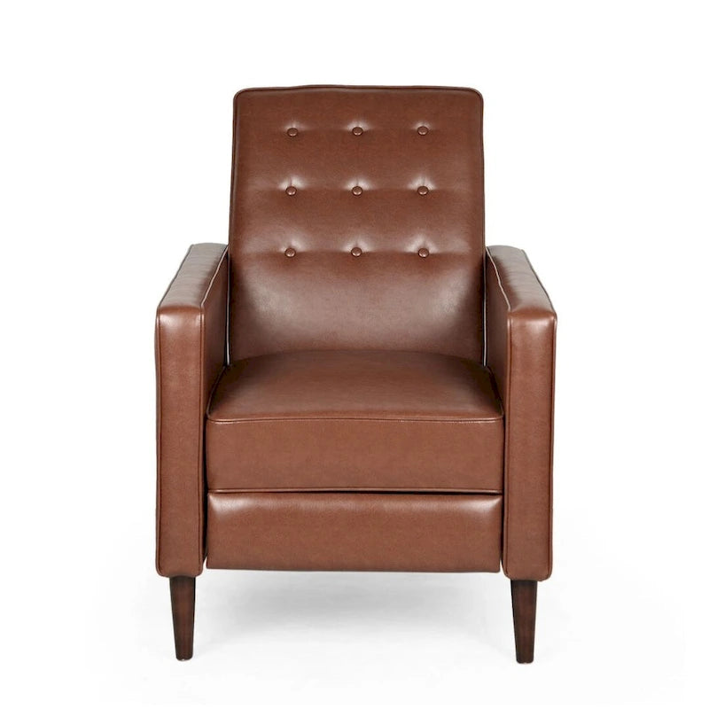 Fauteuil inclinable en tissu de style Mid-Century avec pieds en bouleau