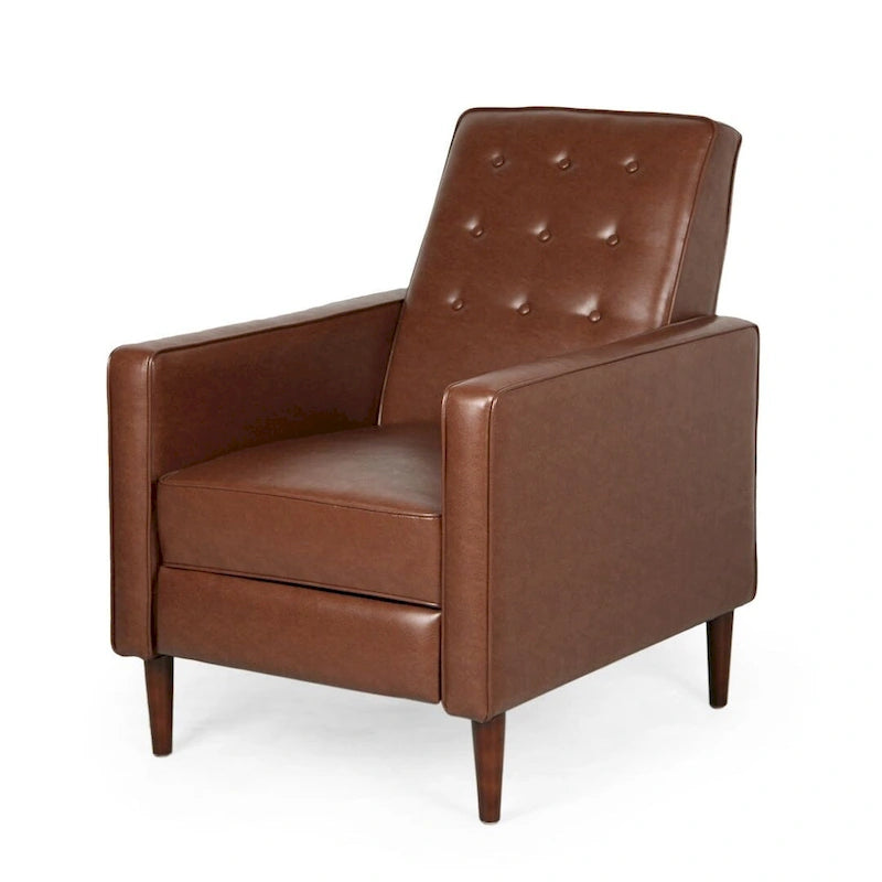 Fauteuil inclinable en tissu de style Mid-Century avec pieds en bouleau