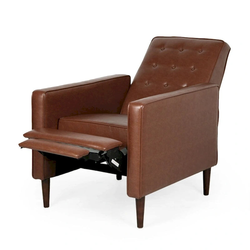 Fauteuil inclinable en tissu de style Mid-Century avec pieds en bouleau