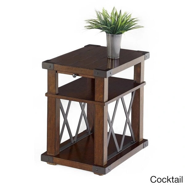 Tables d'appoint rustiques en frêne vintage avec rangement