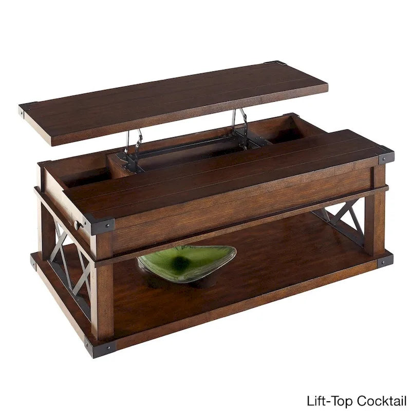 Tables d'appoint rustiques en frêne vintage avec rangement