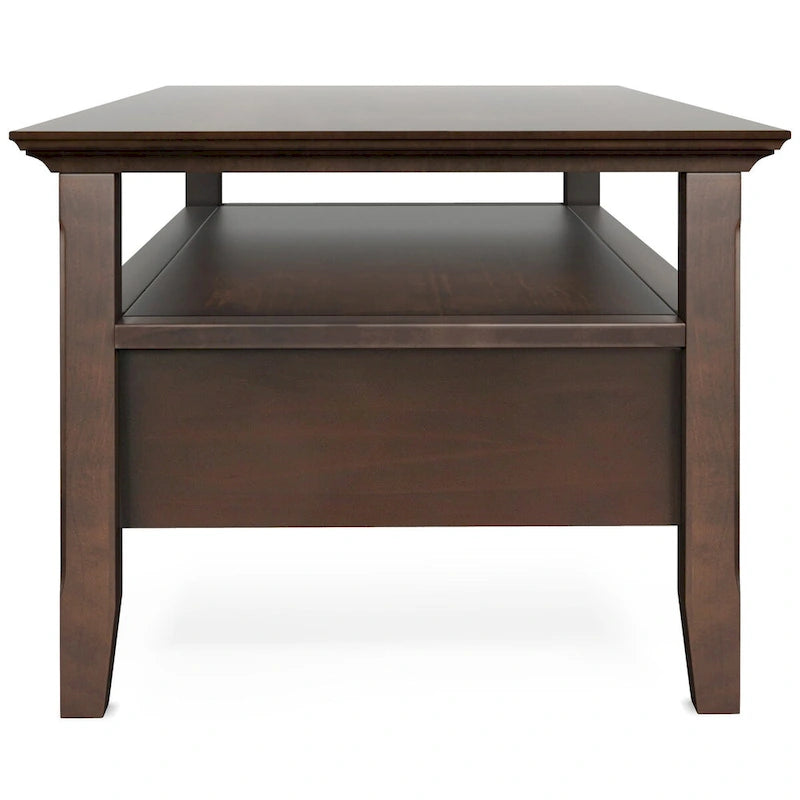 Table basse transitionnelle en bois massif de 48 pouces avec tiroirs