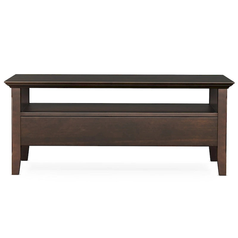 Table basse transitionnelle en bois massif de 48 pouces avec tiroirs
