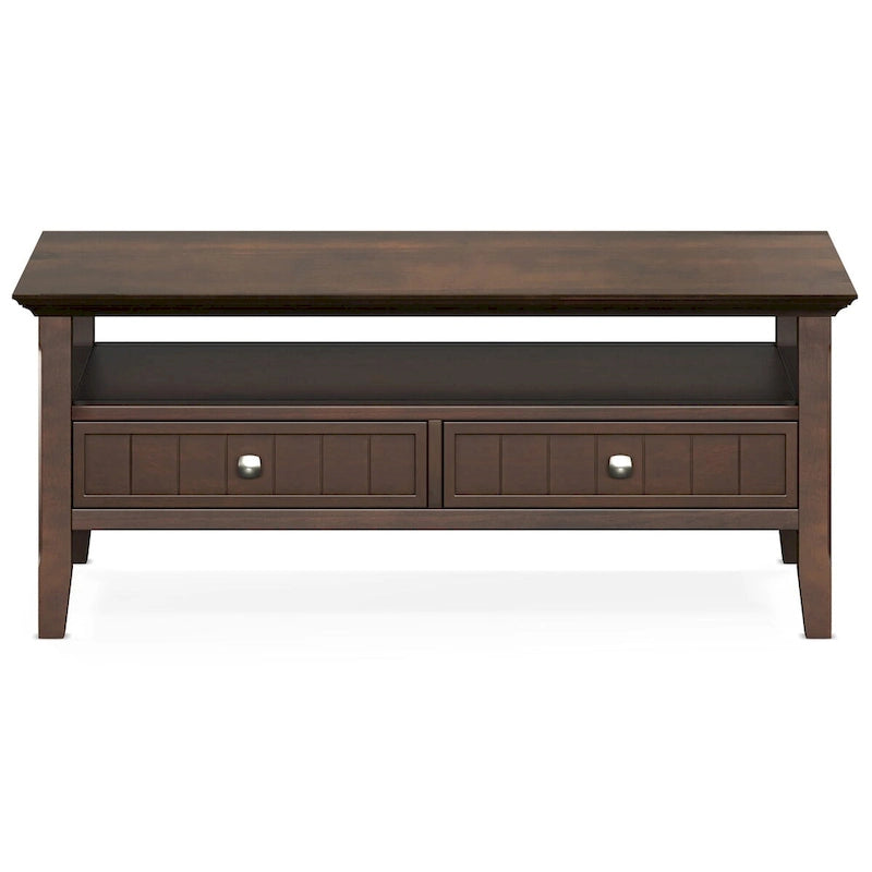 Table basse transitionnelle en bois massif de 48 pouces avec tiroirs