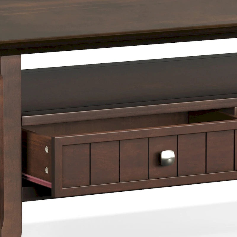 Table basse transitionnelle en bois massif de 48 pouces avec tiroirs