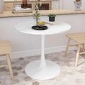 Table à manger ronde de 32 pouces avec plateau en MDF à imprimé marbre et base en métal
